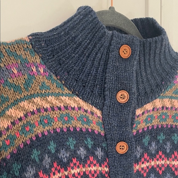 L.L. Bean Style Fair Isle Women's Multicolor Patterned Cardigan Wool - Picture 6 of 12